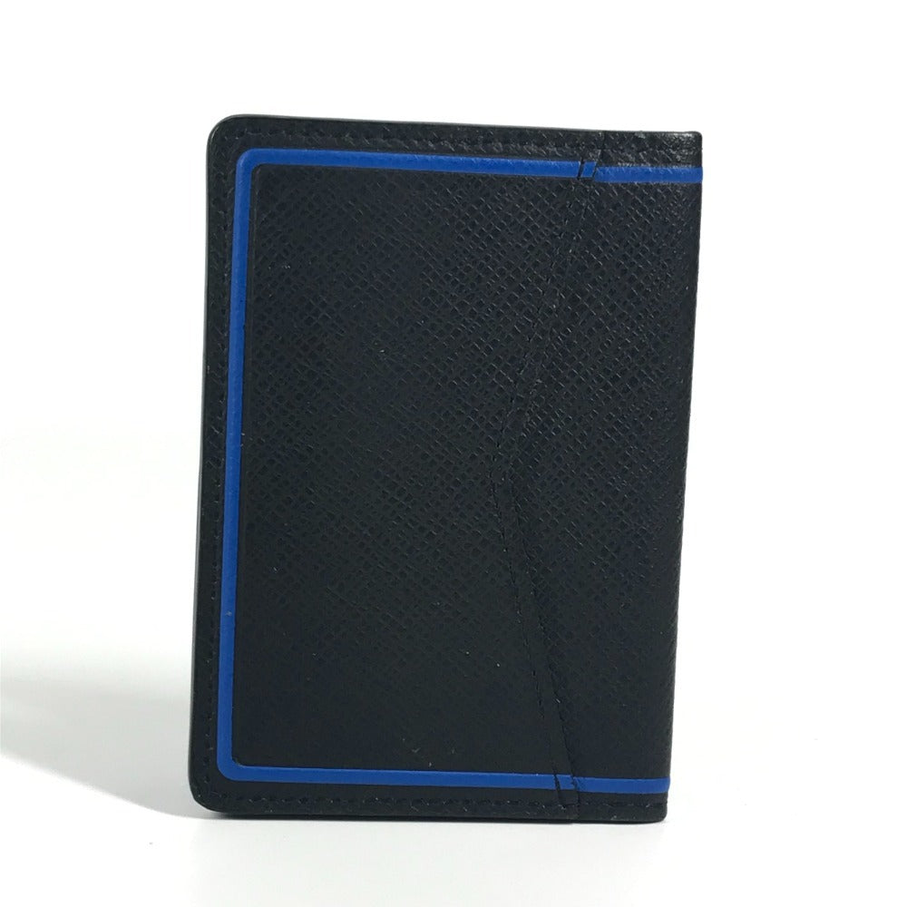 LOUIS VUITTON M63329 Taiga Organizer de Poche Business Card Holder, Pass Case, Bifold Card Case, Taiga Leather, Unisex, Black
