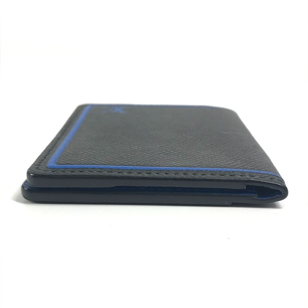 LOUIS VUITTON M63329 Taiga Organizer de Poche Business Card Holder, Pass Case, Bifold Card Case, Taiga Leather, Unisex, Black