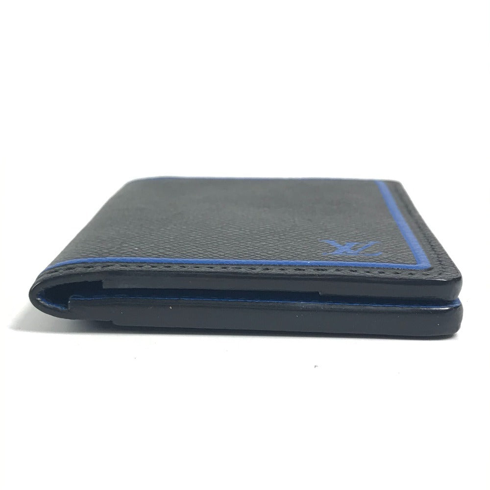 LOUIS VUITTON M63329 Taiga Organizer de Poche Business Card Holder, Pass Case, Bifold Card Case, Taiga Leather, Unisex, Black