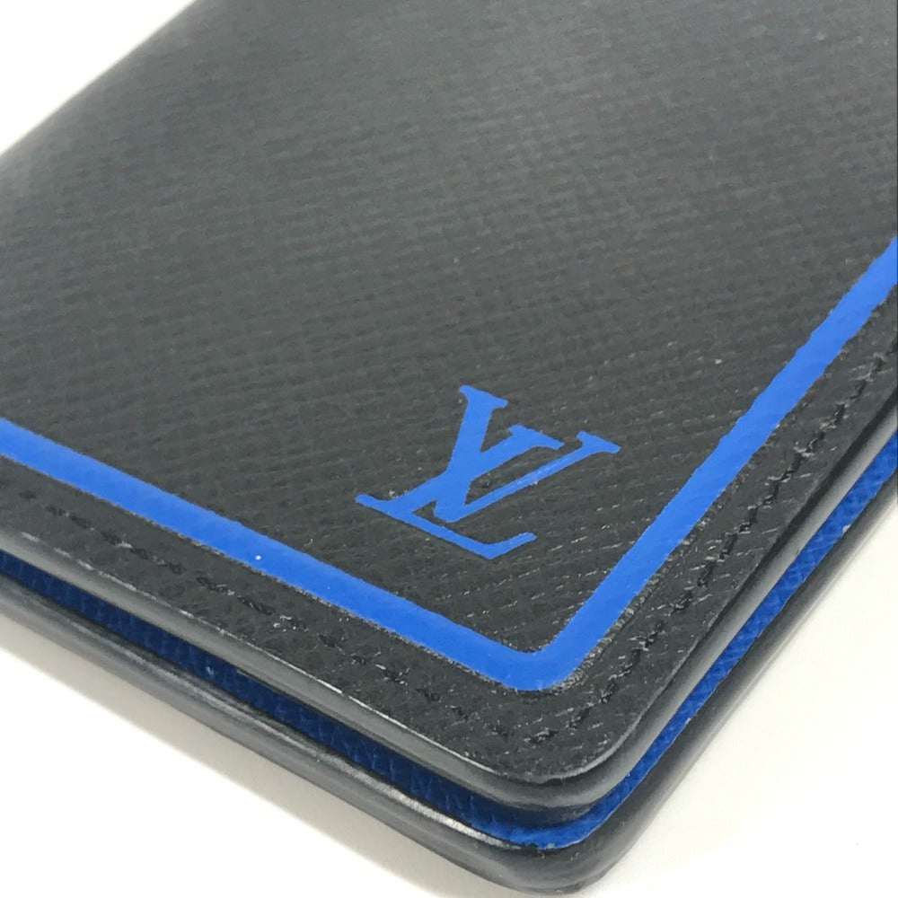 LOUIS VUITTON M63329 Taiga Organizer de Poche Business Card Holder, Pass Case, Bifold Card Case, Taiga Leather, Unisex, Black