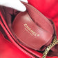 CHANEL CC Coco Mark Matelasse Quilted Mini Boston Bag with Double Chain, Lambskin, Women's, Red