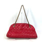 CHANEL CC Coco Mark Matelasse Quilted Mini Boston Bag with Double Chain, Lambskin, Women's, Red