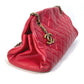 CHANEL CC Coco Mark Matelasse Quilted Mini Boston Bag with Double Chain, Lambskin, Women's, Red