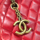 CHANEL CC Coco Mark Matelasse Quilted Mini Boston Bag with Double Chain, Lambskin, Women's, Red