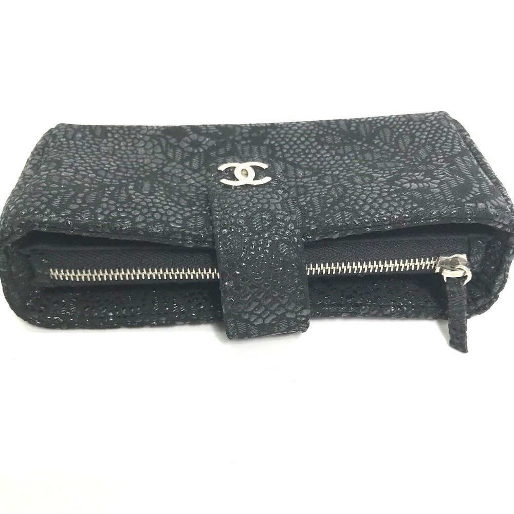 CHANEL Coco Mark CC Coin Case Pouch Leather Women's Black