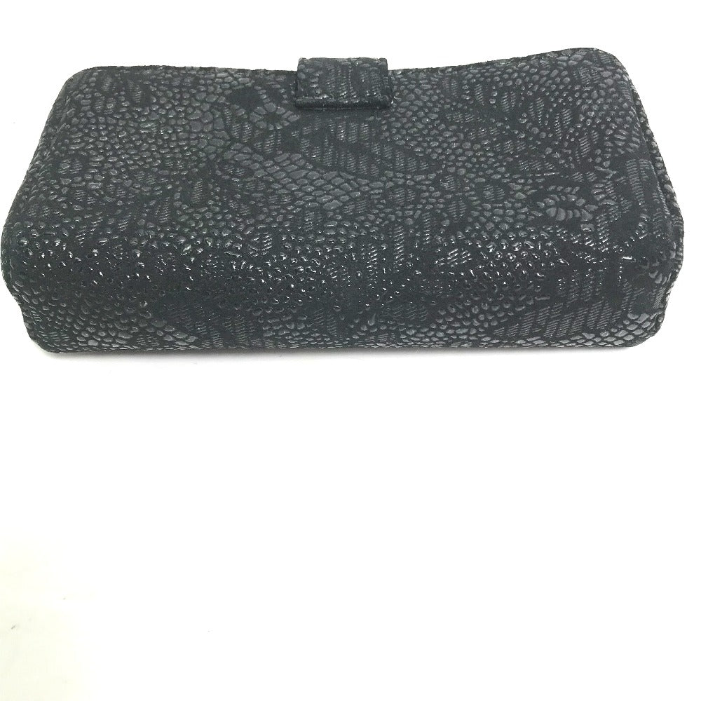 CHANEL Coco Mark CC Coin Case Pouch Leather Women's Black