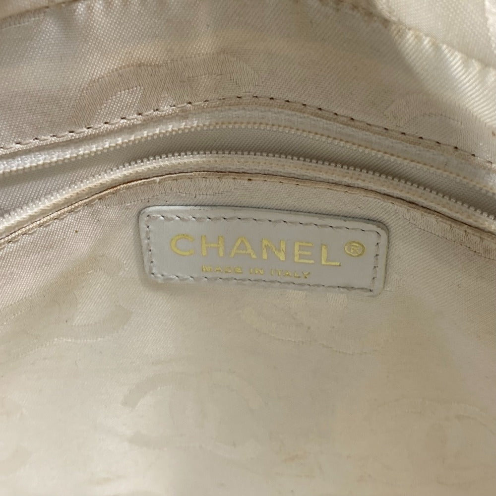 CHANEL CC Coco Mark Wild Stitch Vintage Mini Boston Bag Shoulder Bag Handbag Leather Women's White