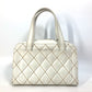 CHANEL CC Coco Mark Wild Stitch Vintage Mini Boston Bag Shoulder Bag Handbag Leather Women's White