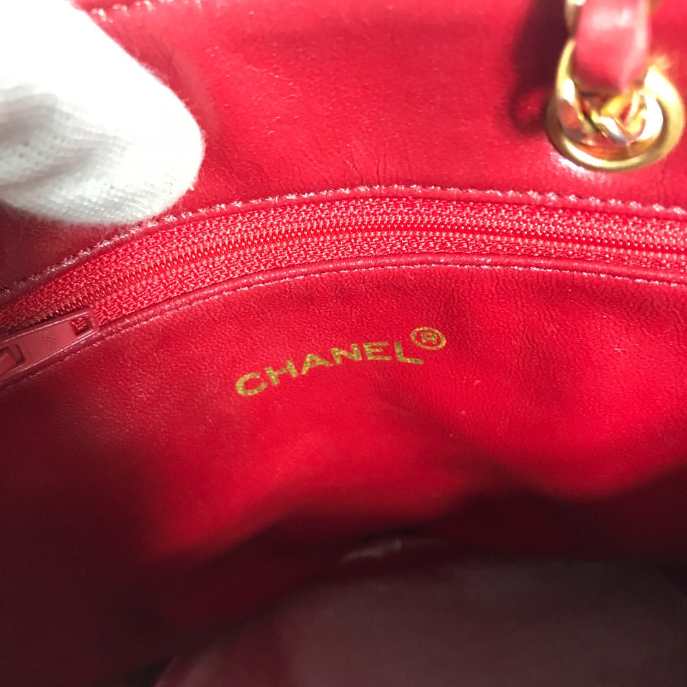 CHANEL Vintage Matelasse Quilted Chain Shoulder Bag in Lambskin, Red
