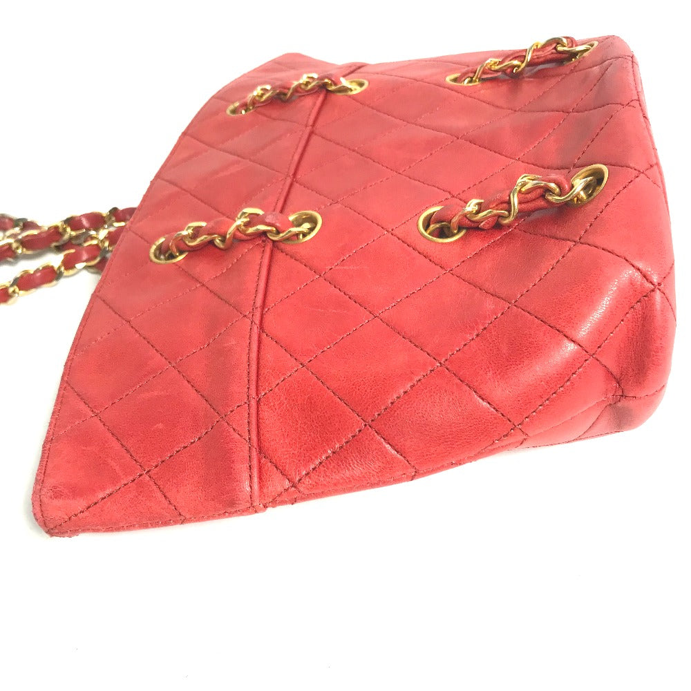 CHANEL Vintage Matelasse Quilted Chain Shoulder Bag in Lambskin, Red
