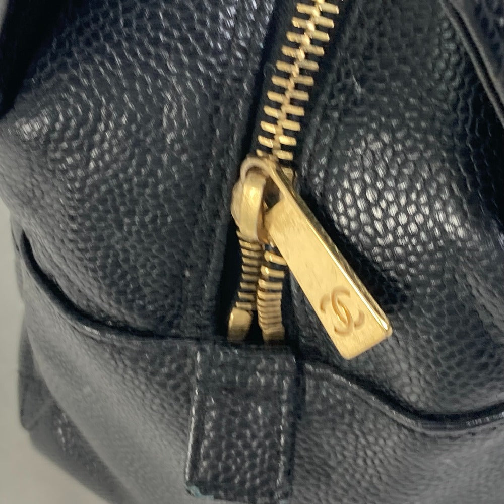 CHANEL CC ココマーク マトラッセ キルティング Wチェーン トートバッグ カバン ショルダーバッグ キャビアスキン レディース ブラック