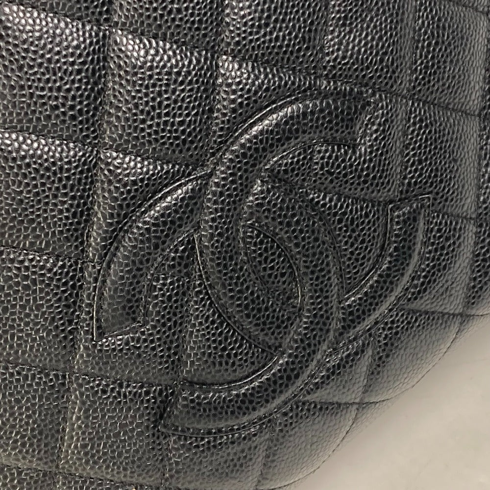 CHANEL CC ココマーク マトラッセ キルティング Wチェーン トートバッグ カバン ショルダーバッグ キャビアスキン レディース ブラック