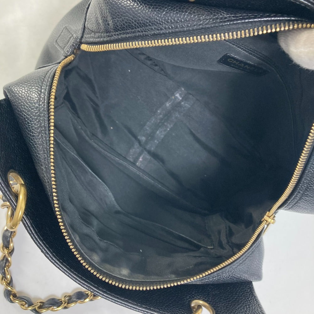 CHANEL CC ココマーク マトラッセ キルティング Wチェーン トートバッグ カバン ショルダーバッグ キャビアスキン レディース ブラック