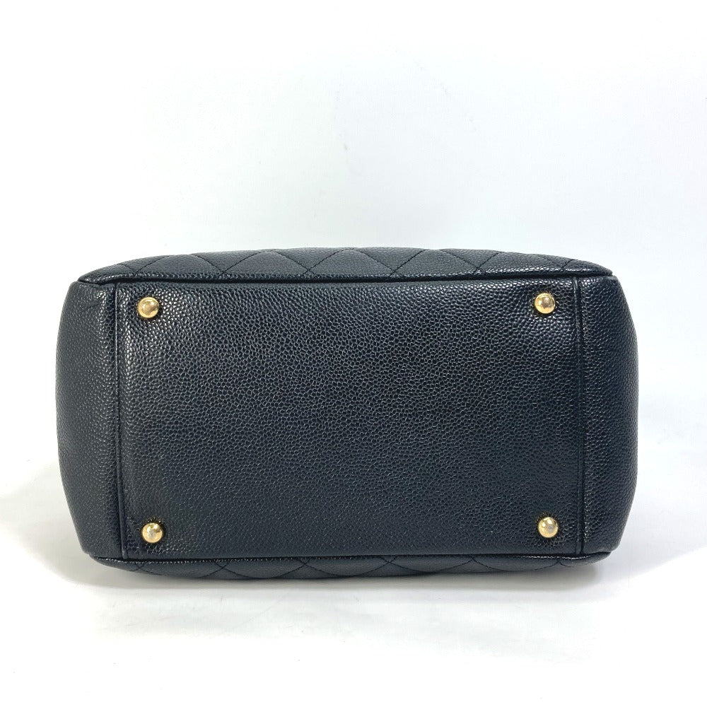 CHANEL CC ココマーク マトラッセ キルティング Wチェーン トートバッグ カバン ショルダーバッグ キャビアスキン レディース ブラック