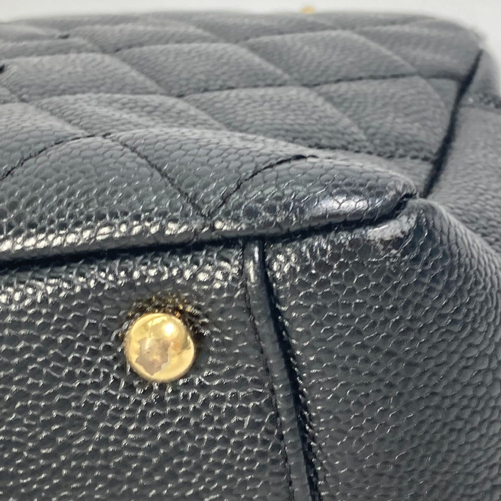 CHANEL CC ココマーク マトラッセ キルティング Wチェーン トートバッグ カバン ショルダーバッグ キャビアスキン レディース ブラック