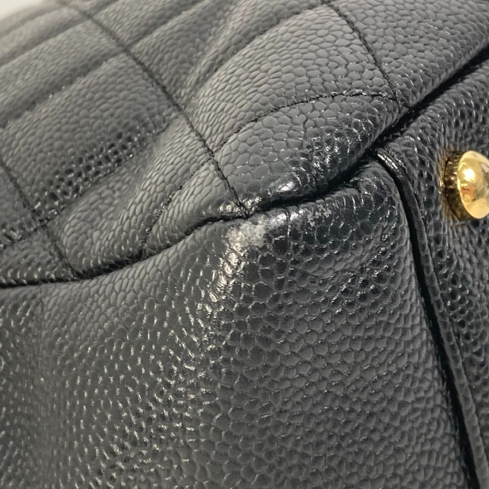 CHANEL CC ココマーク マトラッセ キルティング Wチェーン トートバッグ カバン ショルダーバッグ キャビアスキン レディース ブラック