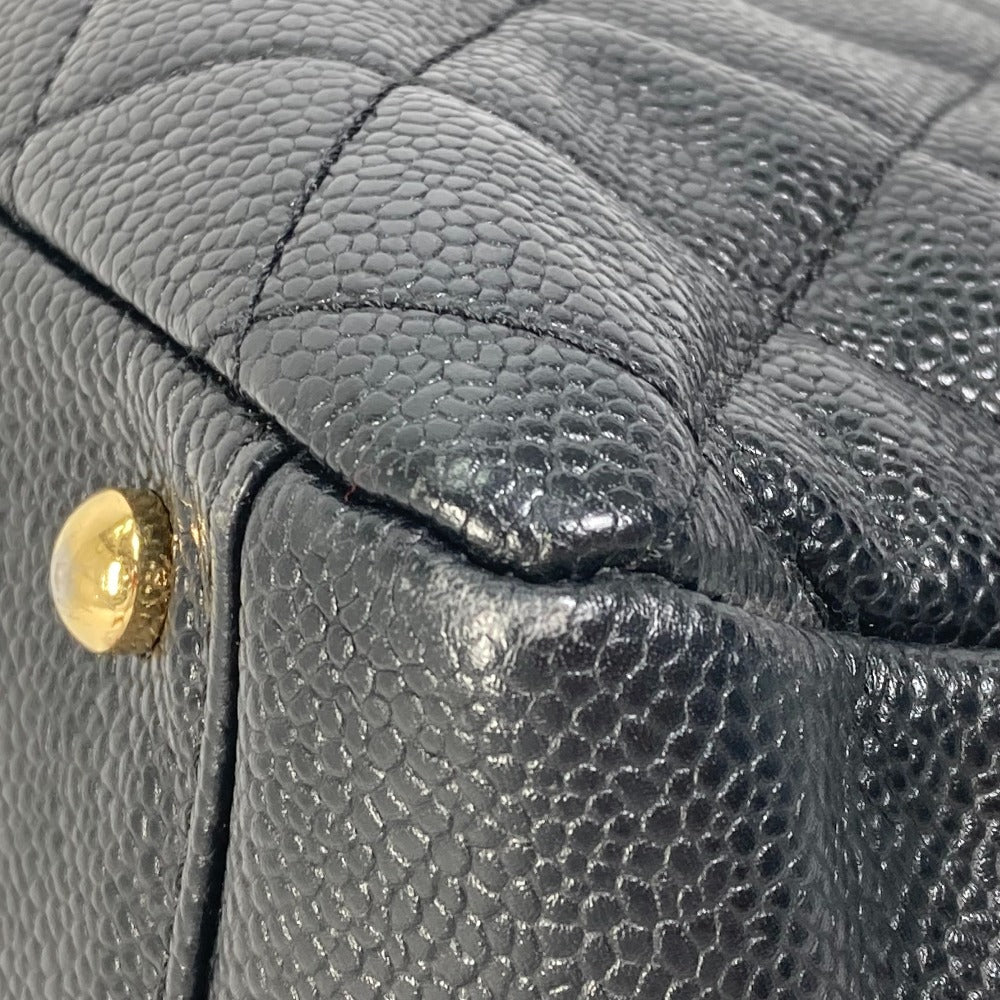 CHANEL CC ココマーク マトラッセ キルティング Wチェーン トートバッグ カバン ショルダーバッグ キャビアスキン レディース ブラック