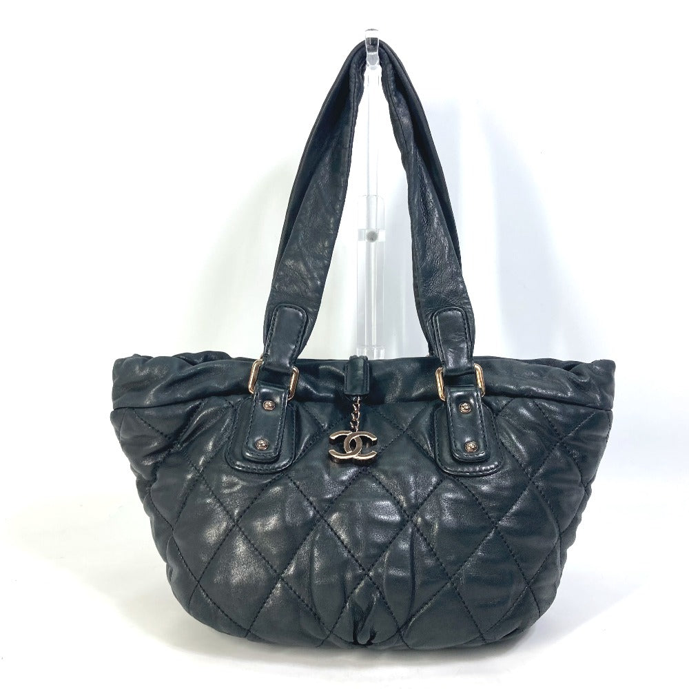 CHANEL CC ココマーク マトラッセ キルティング チェーン トートバッグ カバン 肩掛け ショルダーバッグ レザー レディース ブラック