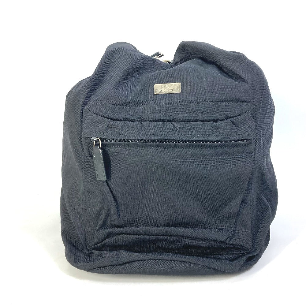 GUCCI 019.0585 Logo Backpack in Nylon/Leather, Men's, Black