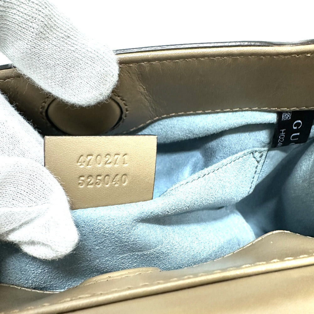 GUCCI 470271 バンブー フェイクパール カバン ハンドバッグ レザー レディース ブラウン