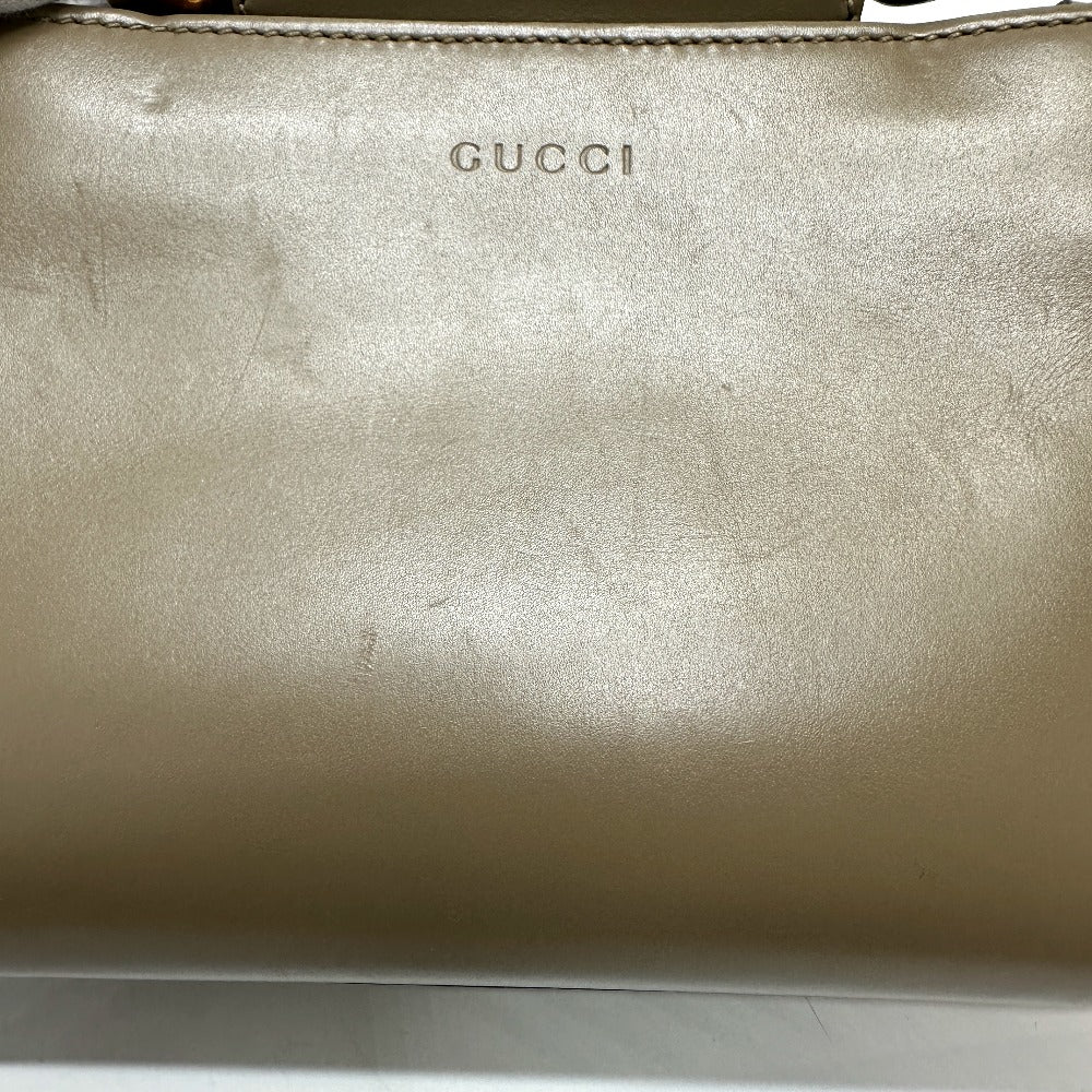 GUCCI 470271 バンブー フェイクパール カバン ハンドバッグ レザー レディース ブラウン