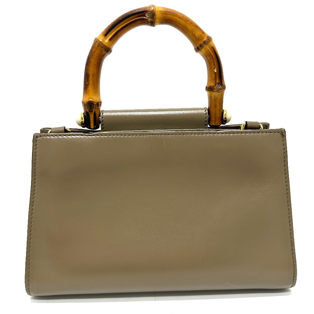 GUCCI 470271 バンブー フェイクパール カバン ハンドバッグ レザー レディース ブラウン