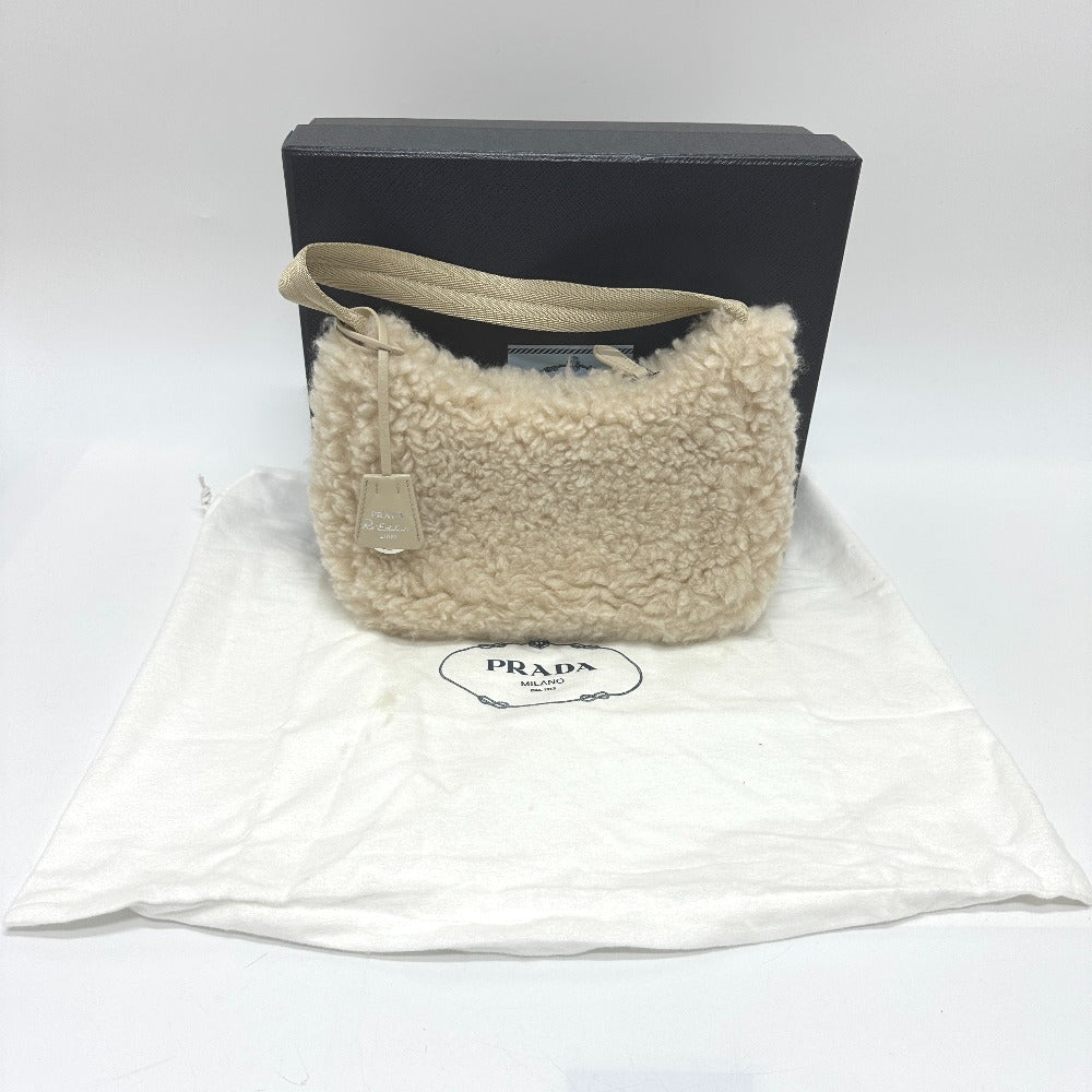 PRADA 1NE515 トライアングルロゴ 三角ロゴ プレート ファーバッグ ショルダーバッグ カバン ハンドバッグ シープファー レディース - brandshop-reference