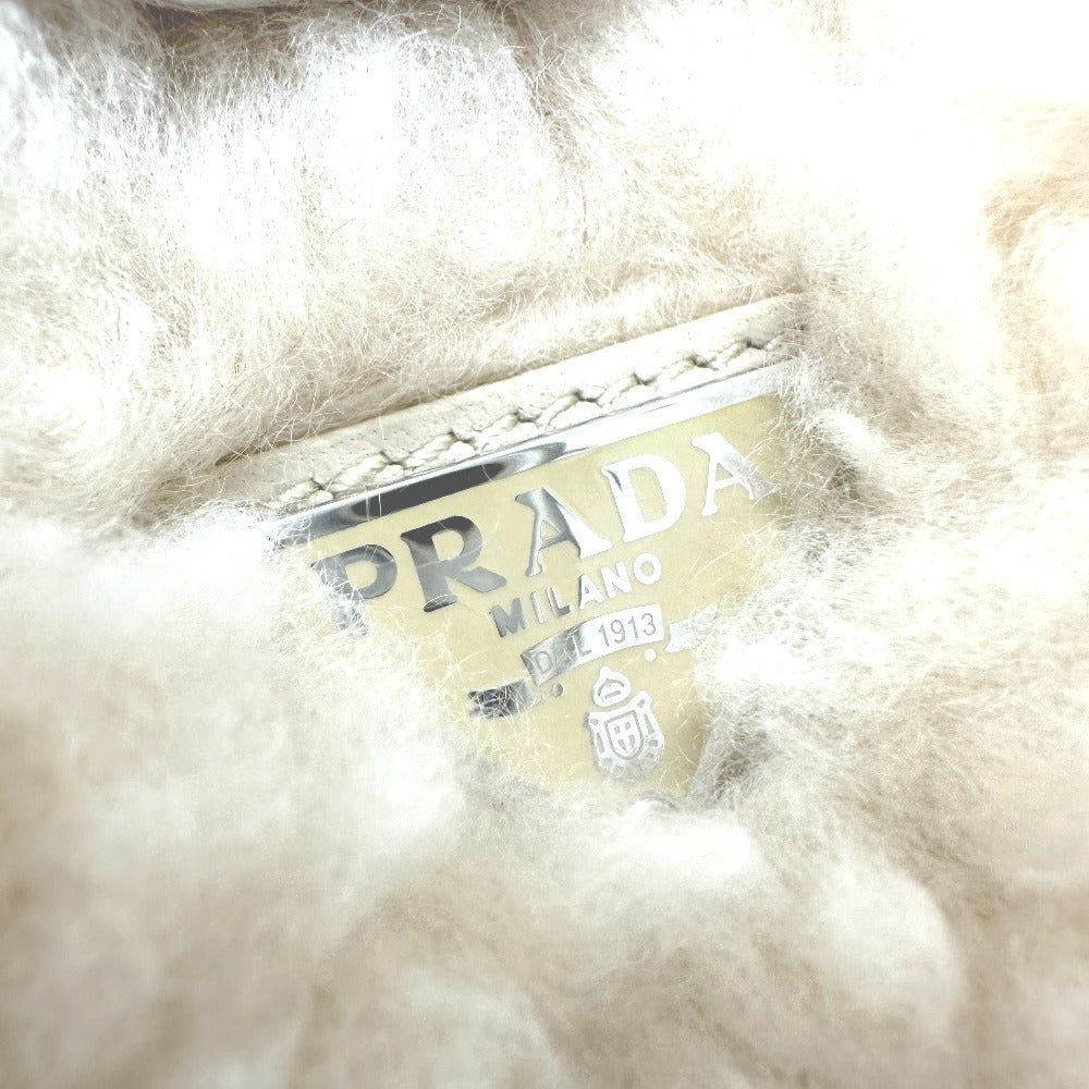 PRADA 1NE515 トライアングルロゴ 三角ロゴ プレート ファーバッグ ショルダーバッグ カバン ハンドバッグ シープファー レディース - brandshop-reference