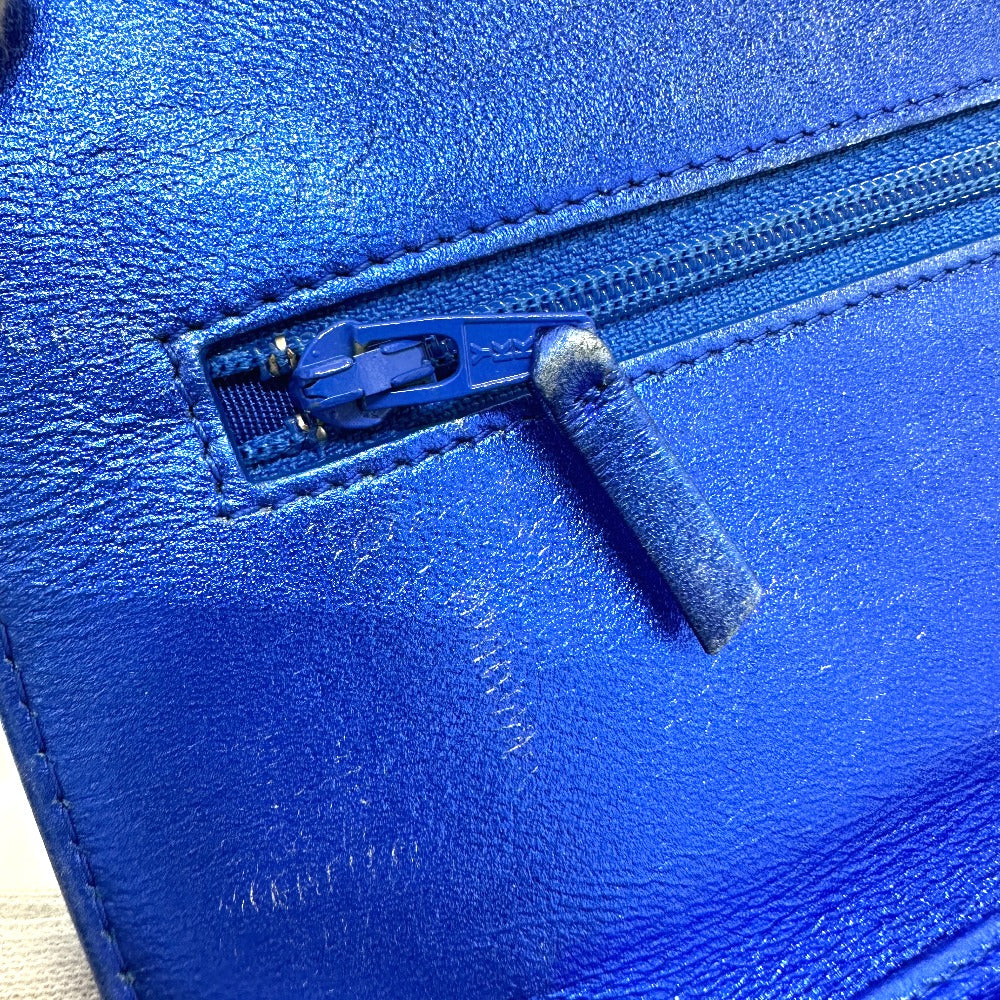 CHANEL 長財布 カバン チェーンバッグ ボーイシャネル CC ココマーク チェーンウォレット ショルダーバッグ パテントレザー レディース ガンメタブルー