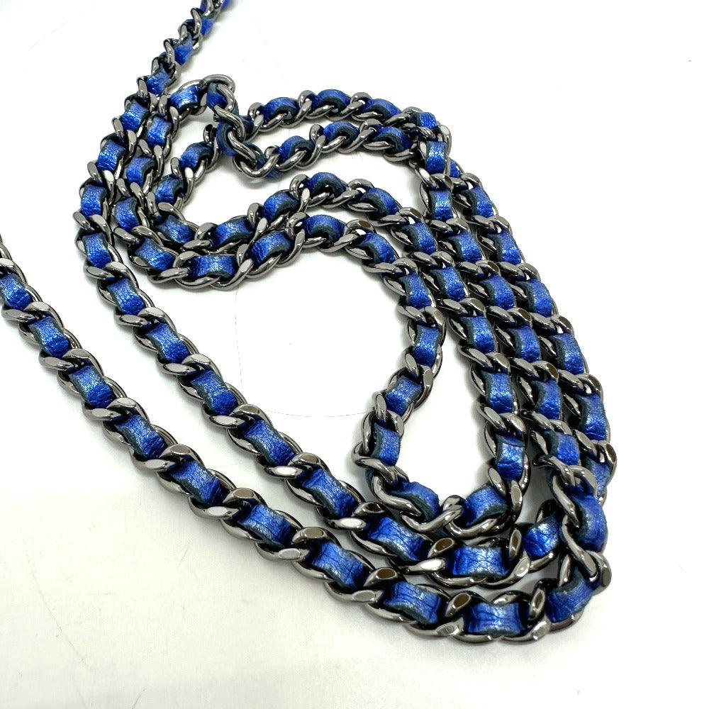 CHANEL 長財布 カバン チェーンバッグ ボーイシャネル CC ココマーク チェーンウォレット ショルダーバッグ パテントレザー レディース ガンメタブルー