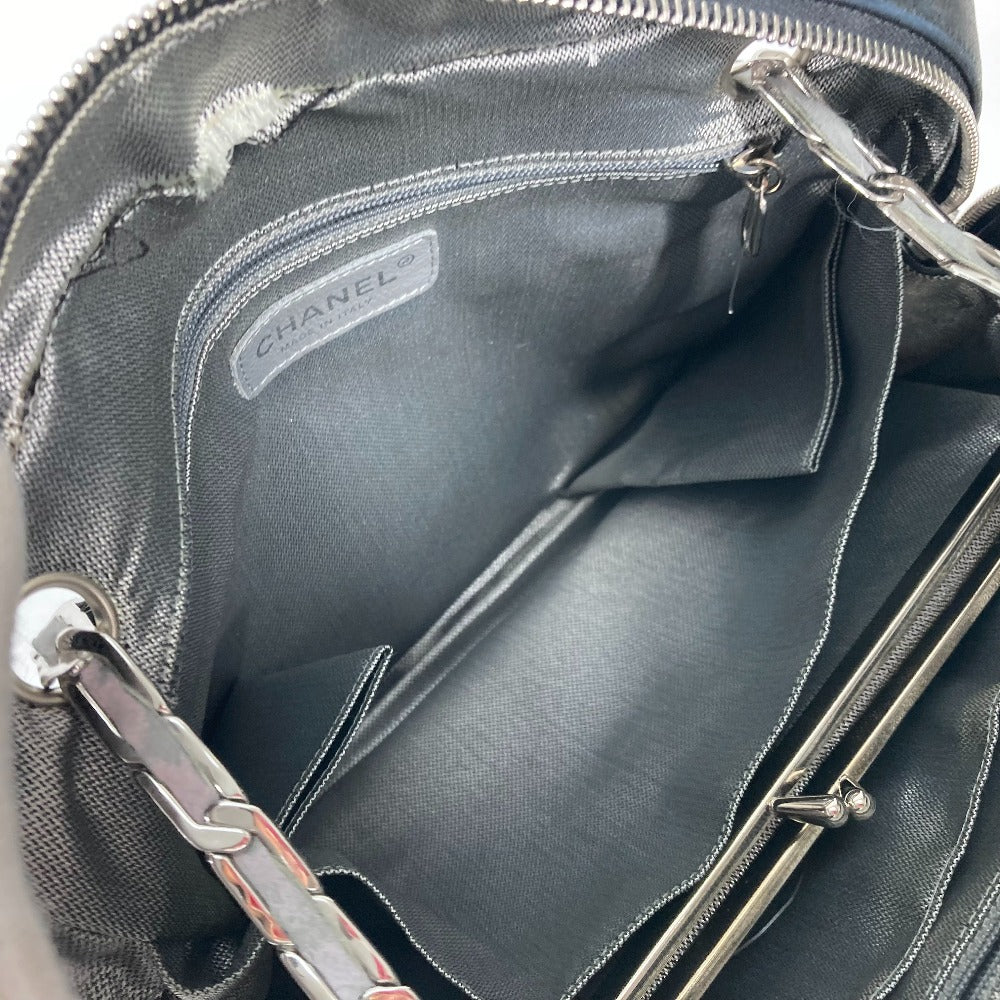 CHANEL 肩掛け カバン マドモアゼル Wチェーン ショルダーバッグ レザー レディース ブラック