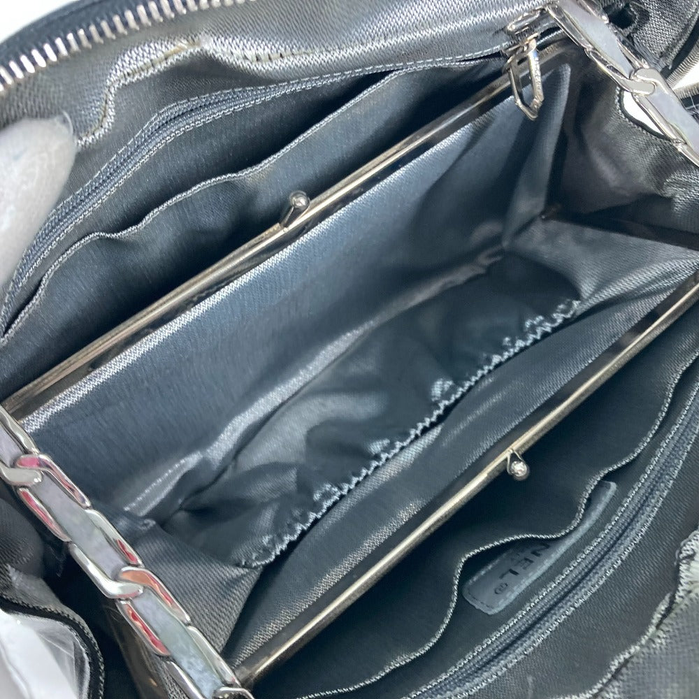 CHANEL 肩掛け カバン マドモアゼル Wチェーン ショルダーバッグ レザー レディース ブラック