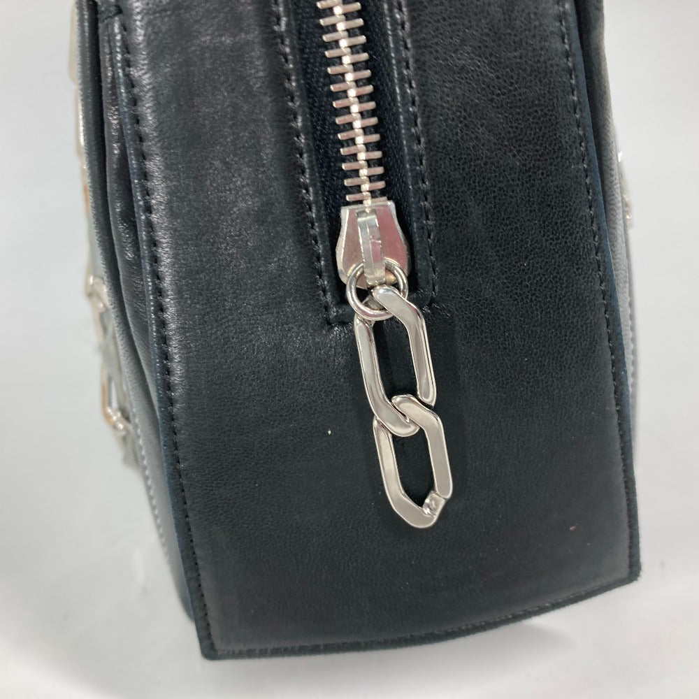 CHANEL 肩掛け カバン マドモアゼル Wチェーン ショルダーバッグ レザー レディース ブラック