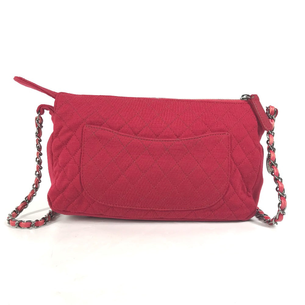 CHANEL ポシェット CC ココマーク マトラッセ キルティング カバン 斜め掛け ショルダーバッグ コットン レディース レッド