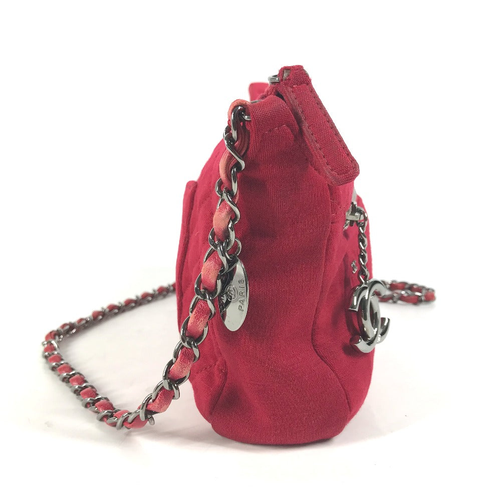 CHANEL ポシェット CC ココマーク マトラッセ キルティング カバン 斜め掛け ショルダーバッグ コットン レディース レッド