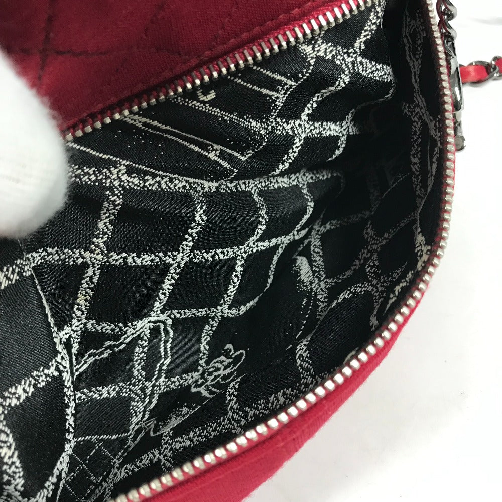 CHANEL ポシェット CC ココマーク マトラッセ キルティング カバン 斜め掛け ショルダーバッグ コットン レディース レッド