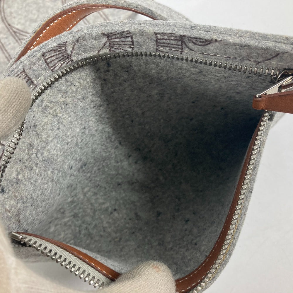 HERMES ショルダーバッグ 肩掛け カリミGM カバン ショルダーバッグ ポーチ付き トートバッグ フェルト レディース グレー