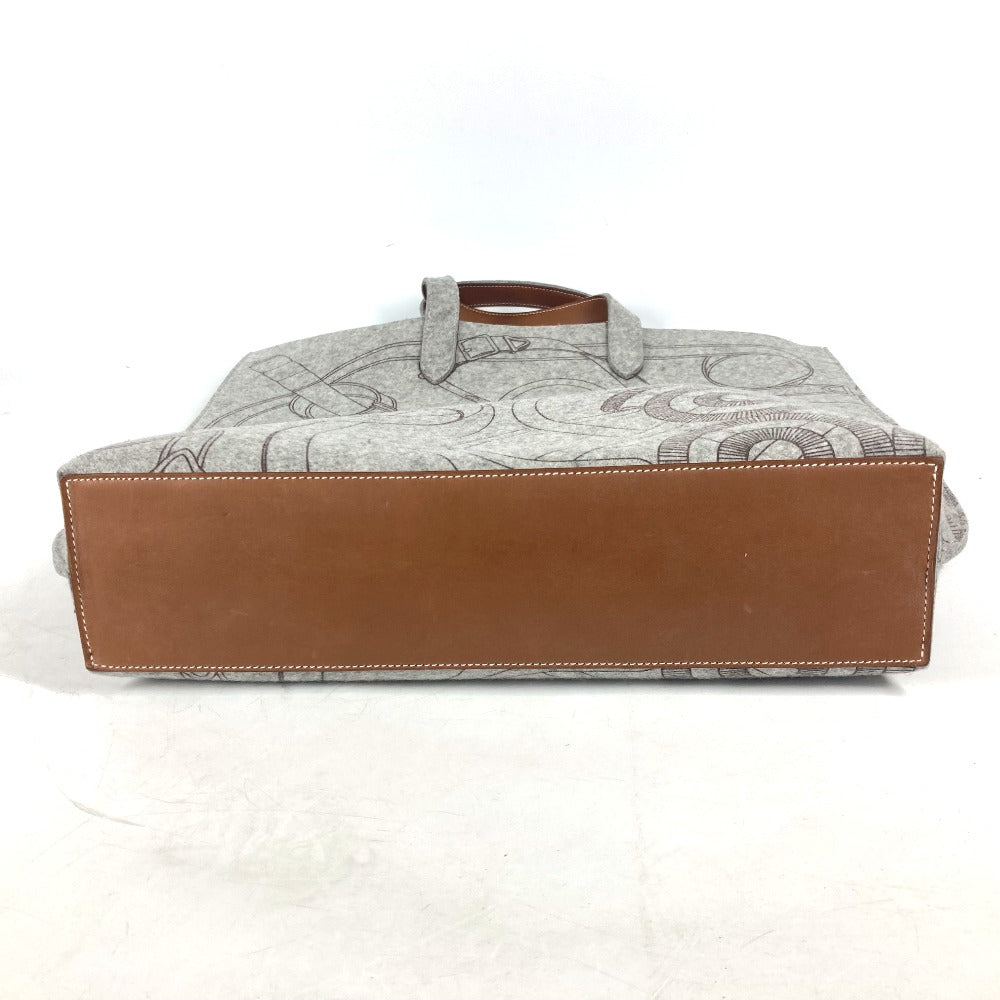 HERMES ショルダーバッグ 肩掛け カリミGM カバン ショルダーバッグ ポーチ付き トートバッグ フェルト レディース グレー