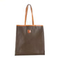 CELINE ヴィンテージ マカダム 縦型 カバン トートバッグ 肩掛け ショルダーバッグ PVC/レザー レディース ブラウン