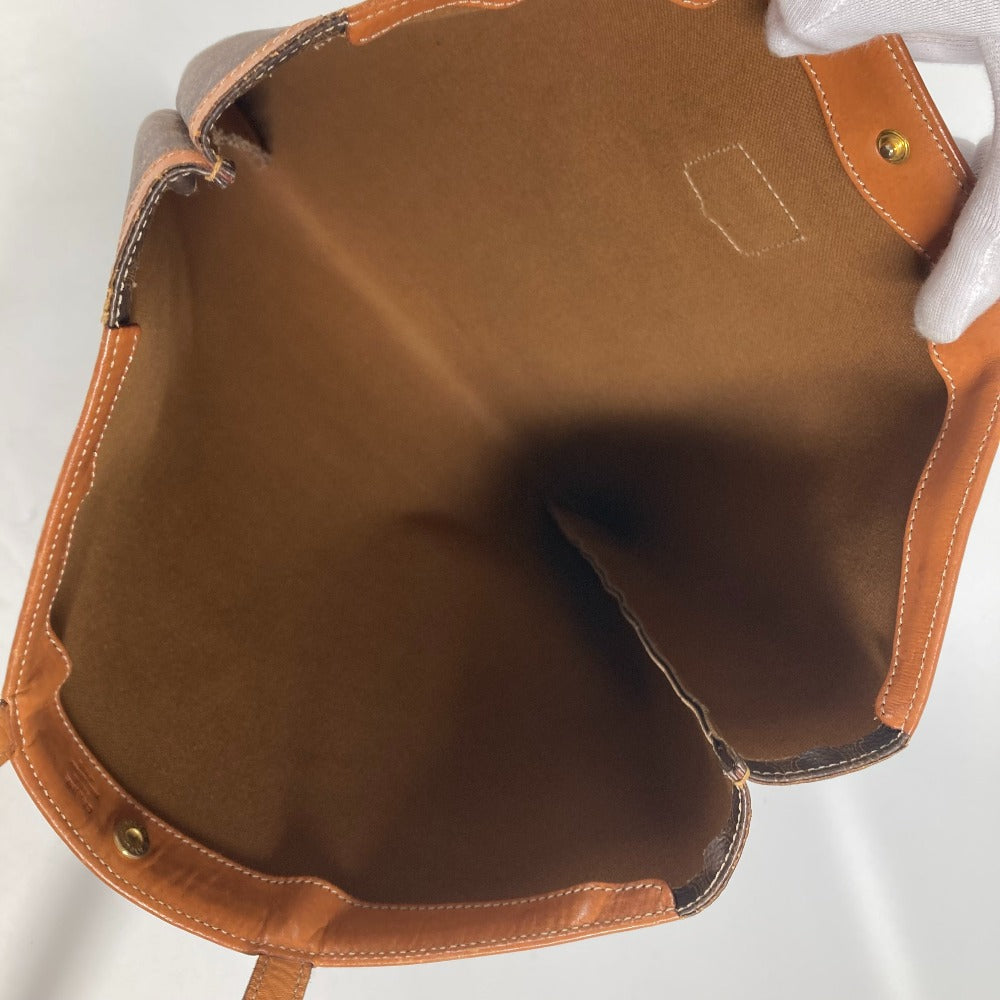 CELINE ヴィンテージ マカダム 縦型 カバン トートバッグ 肩掛け ショルダーバッグ PVC/レザー レディース ブラウン
