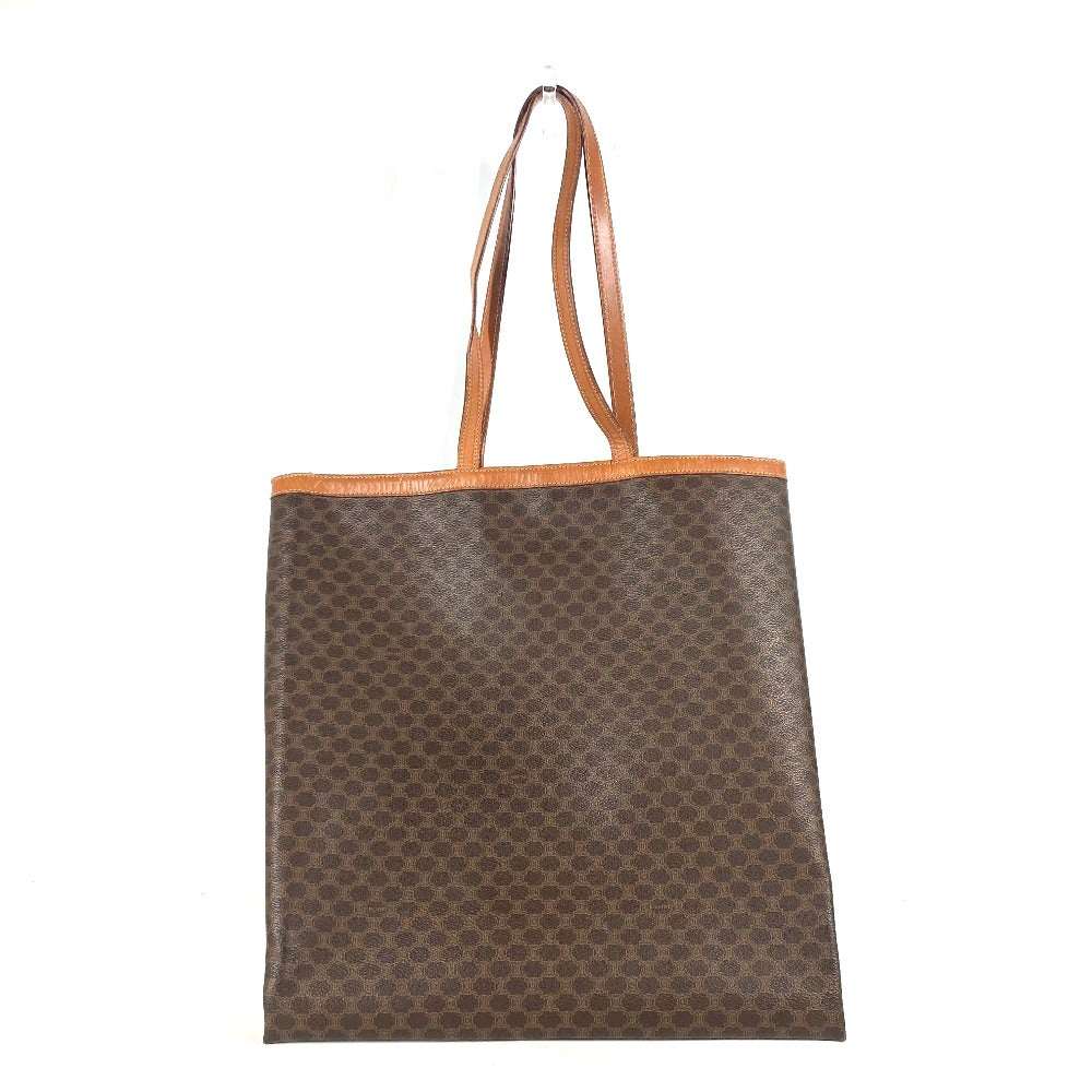 CELINE ヴィンテージ マカダム 縦型 カバン トートバッグ 肩掛け ショルダーバッグ PVC/レザー レディース ブラウン