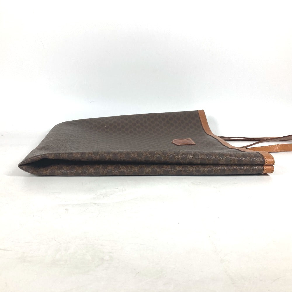 CELINE ヴィンテージ マカダム 縦型 カバン トートバッグ 肩掛け ショルダーバッグ PVC/レザー レディース ブラウン