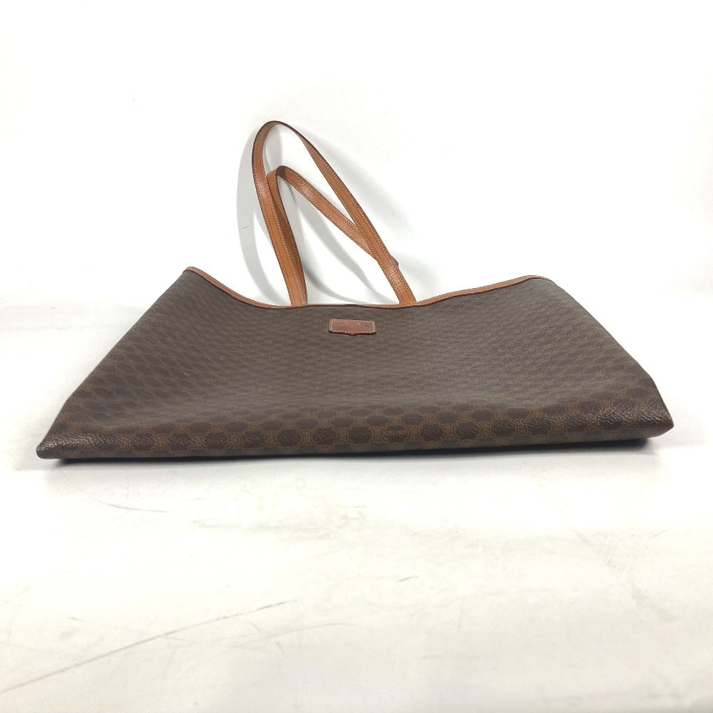 CELINE ヴィンテージ マカダム 縦型 カバン トートバッグ 肩掛け ショルダーバッグ PVC/レザー レディース ブラウン