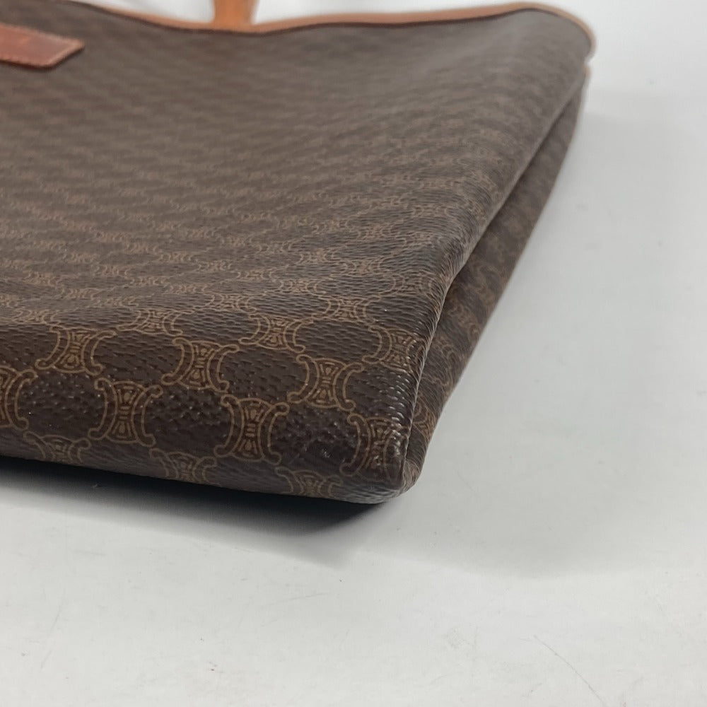 CELINE ヴィンテージ マカダム 縦型 カバン トートバッグ 肩掛け ショルダーバッグ PVC/レザー レディース ブラウン