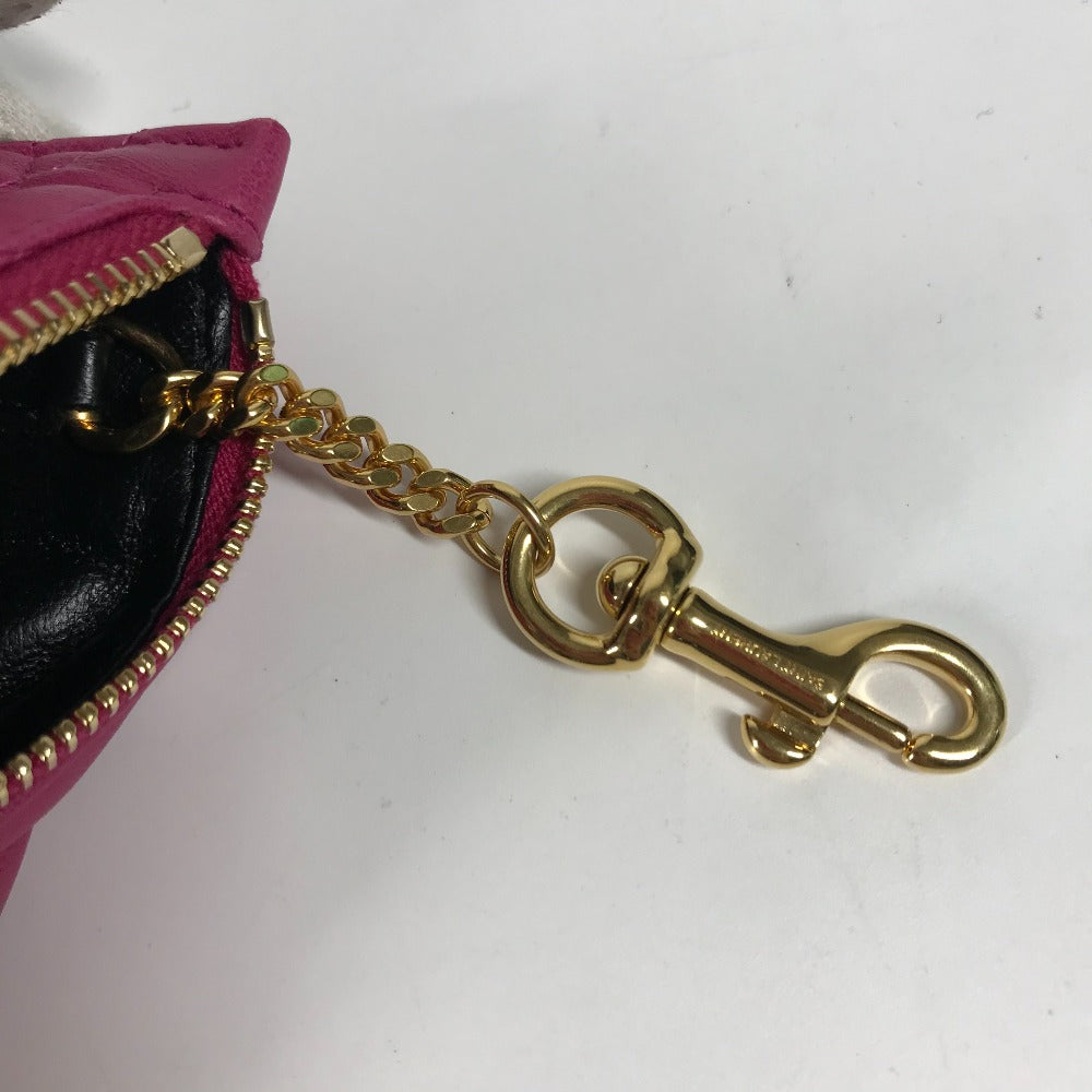 SAINT LAURENT PARIS Quilted Triangle Wallet, Coin Purse, Pouch, Leather, Women's, Pink