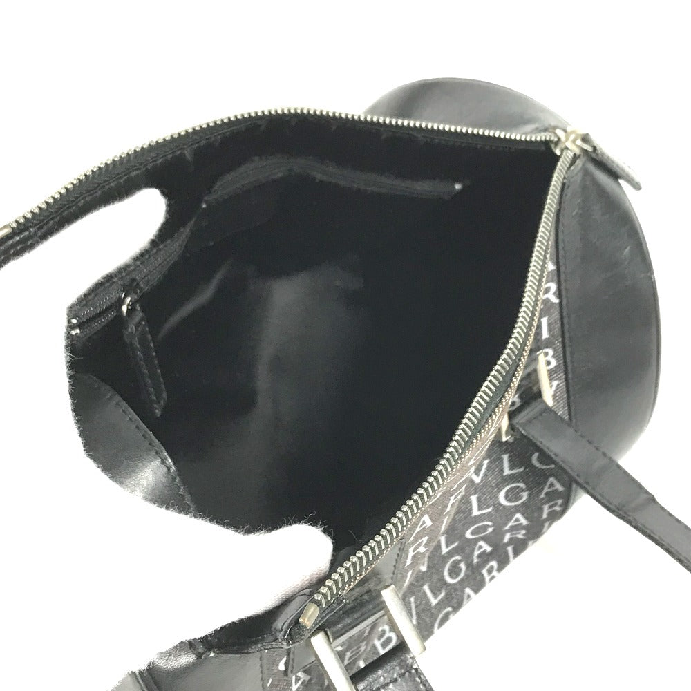 BVLGARI Logomania Denim Drum-Shaped Shoulder Handbag in Canvas/Leather, Blue, for Women
