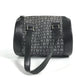 BVLGARI Logomania Denim Drum-Shaped Shoulder Handbag in Canvas/Leather, Blue, for Women