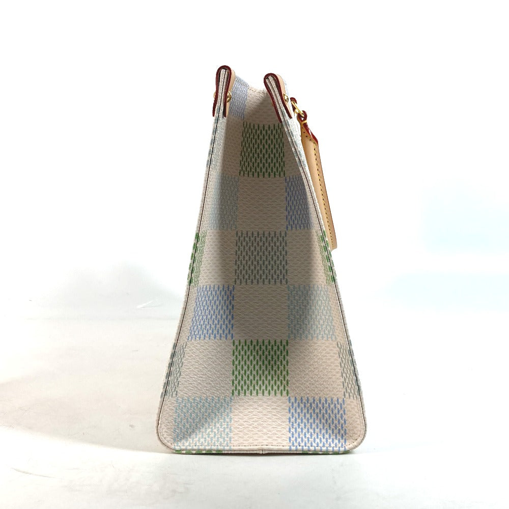 LOUIS VUITTON N40518 パステルダミエ オンザゴー MM カバン 肩掛け トートバッグ 2WAY ショルダーバッグ ハンドバッグ ダミエキャンバス レディース ピスタチオ ホワイト
