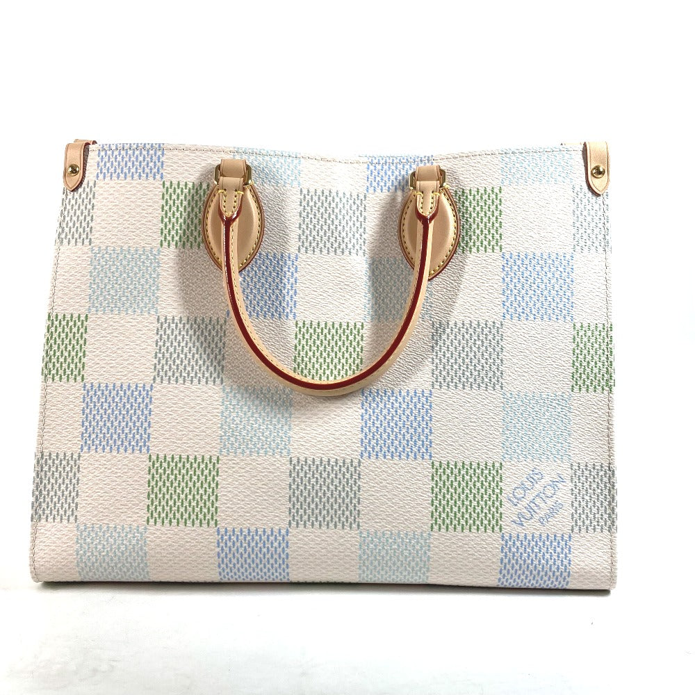 LOUIS VUITTON N40518 パステルダミエ オンザゴー MM カバン 肩掛け トートバッグ 2WAY ショルダーバッグ ハンドバッグ ダミエキャンバス レディース ピスタチオ ホワイト