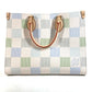 LOUIS VUITTON N40518 パステルダミエ オンザゴー MM カバン 肩掛け トートバッグ 2WAY ショルダーバッグ ハンドバッグ ダミエキャンバス レディース ピスタチオ ホワイト